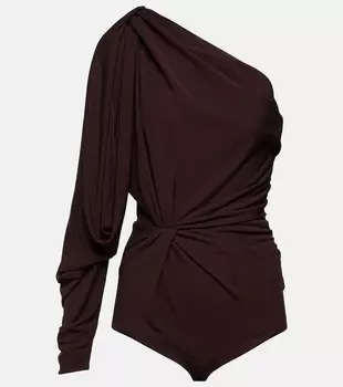 Присборенное боди на одно плечо из джерси SAINT LAURENT, красный
