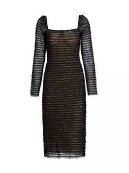 Присборенное миди-платье с длинными рукавами Jason Wu Collection, черный