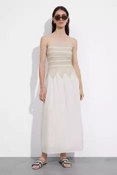 Присборенное платье миди на узких бретелях & Other Stories, белый