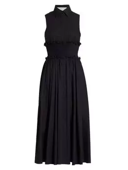 Присборенное платье-рубашка без рукавов Michael Kors Collection Black