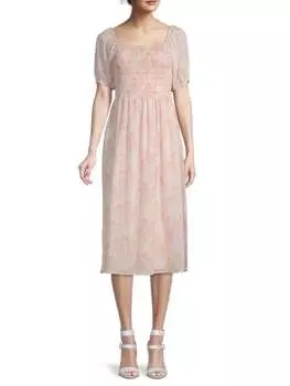 Присборенное платье с цветочным принтом Tommy Hilfiger Powder pink