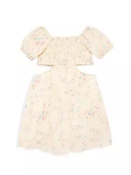 Присборенное платье с вырезами для маленьких девочек и девочек Flowers by Zoe, оранжевый