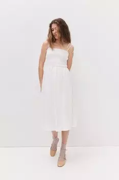 Присборенное платье с завязками H&M, бежевый