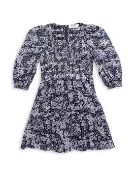 Присборенное платье Suzie с цветочным принтом для маленьких девочек и девочек Sea, разноцветный