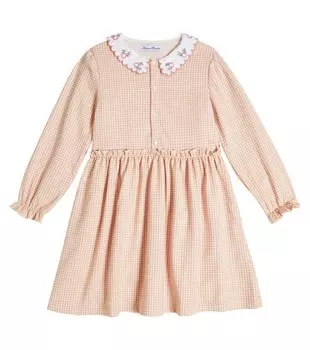 Присборенное платье в клетку Tartine et Chocolat, розовый