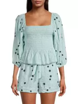 Присборенный топ emma Tanya Taylor Blue