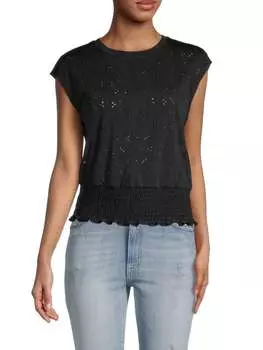 Присборенный топ из вязаной пуантели Laundry by Shelli Segal Black