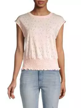 Присборенный топ из вязаной пуантели Laundry by Shelli Segal Peach