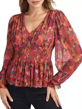 Присборенный топ с баской Daniel Rainn Brick