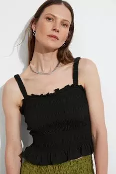 Присборенный топ с баской & Other Stories, черный