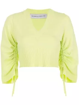 Присборенный топ с короткими рукавами Gloria Coelho, зеленый