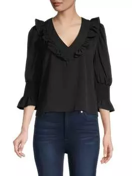 Присборенный топ с оборками French Connection Black