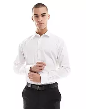Приталенная элегантная рубашка белого цвета Jack & Jones