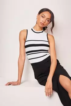 Приталенная блузка без рукавов с шевроном Lipsy, черный