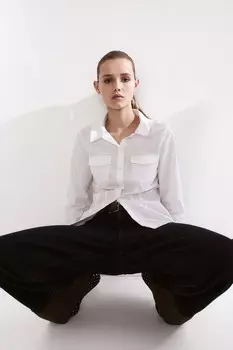 Приталенная блузка-карго H&M, белый