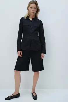 Приталенная блузка-карго H&M, черный