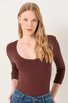 Приталенная блузка Tayylor с овальным вырезом Jimmy Key, коричневый