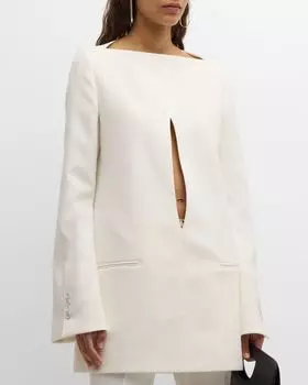 Приталенная блузка-туника с вырезами и расклешенными рукавами Courreges, цвет Heritage White