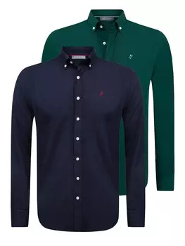 Приталенная деловая рубашка Jacey Quinn, цвет Night blue/Green