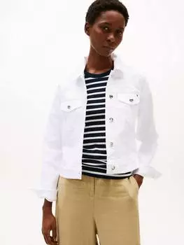 Приталенная джинсовая куртка Tommy Hilfiger, цвет Optic White
