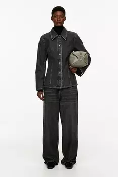 Приталенная джинсовая рубашка Arket, серый