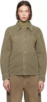 Приталенная джинсовая рубашка цвета хаки LEMAIRE