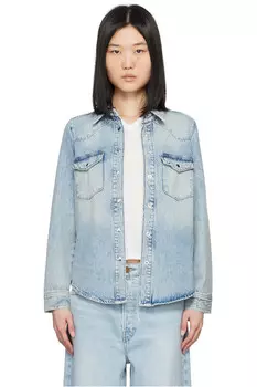 Приталенная джинсовая рубашка в винтажном стиле Frame, синий