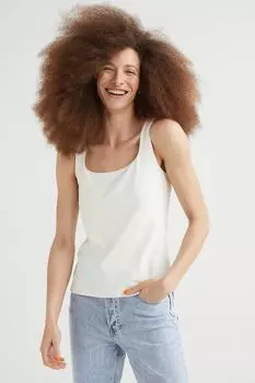 Приталенная футболка H&M, сливочный