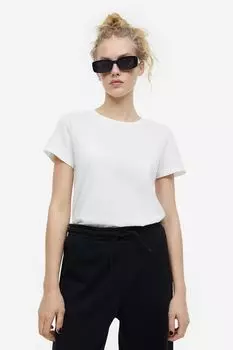 Приталенная футболка H&M, белый