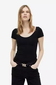 Приталенная футболка H&M, черный