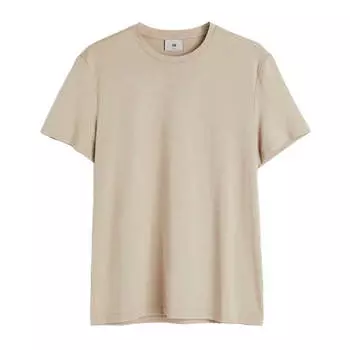 Приталенная футболка H&M Fit Pima Cotton, бежевый