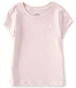 Приталенная футболка из джерси с короткими рукавами Polo Ralph Lauren Essential Little Girls 2T-6X, розовый