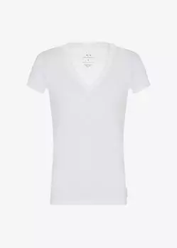 Приталенная футболка из хлопка пима с короткими рукавами Armani Exchange, белый