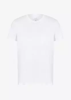 Приталенная футболка из хлопка пима с короткими рукавами Armani Exchange, белый