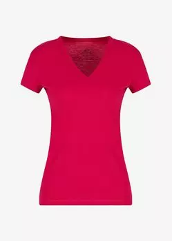 Приталенная футболка из хлопка пима с короткими рукавами Armani Exchange, фуксия