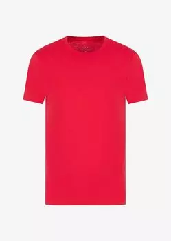 Приталенная футболка из хлопка пима с короткими рукавами Armani Exchange, красный