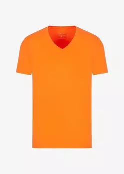 Приталенная футболка из хлопка пима с короткими рукавами Armani Exchange, оранжевый