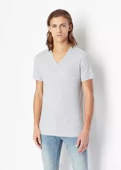 Приталенная футболка из хлопка пима с короткими рукавами Armani Exchange, серый