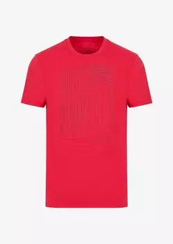 Приталенная футболка из хлопкового джерси стрейч с логотипом Armani Exchange, красный