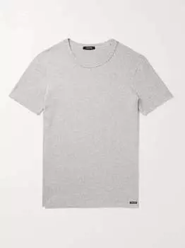 Приталенная футболка из меланжевого эластичного хлопкового джерси TOM FORD, серый