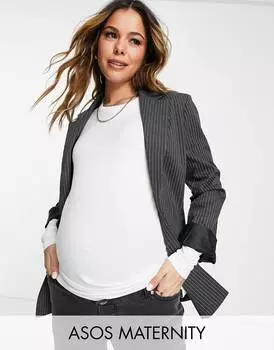 Приталенная футболка с длинными рукавами из хлопка ASOS DESIGN Maternity белого цвета - WHITE