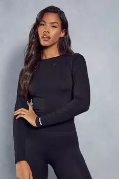 Приталенная футболка с длинными рукавами Misspap, черный