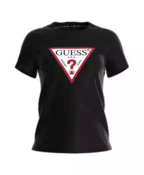 Приталенная футболка S из хлопка Guess, черный
