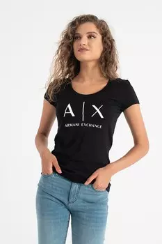 Приталенная футболка с логотипом Armani Exchange, черный