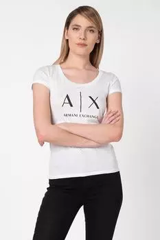 Приталенная футболка с логотипом Armani Exchange, черный