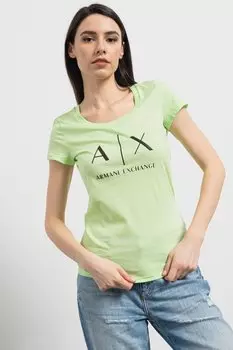Приталенная футболка с логотипом Armani Exchange, зеленый