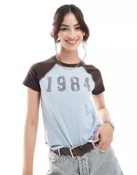 Приталенная футболка с рукавами реглан Superdry Athletic Essentials синего цвета/темного шоколада