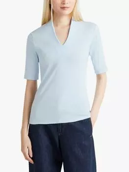 Приталенная футболка с v-образнымвырезом Benetton, цвет Heavenly Blue