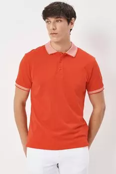 Приталенная футболка с воротником и прорезью на пуговицах Ac&Co, красный