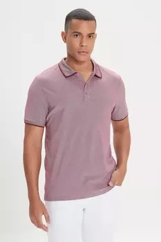 Приталенная футболка с воротником и прорезью на пуговицах Ac&Co, бургундия